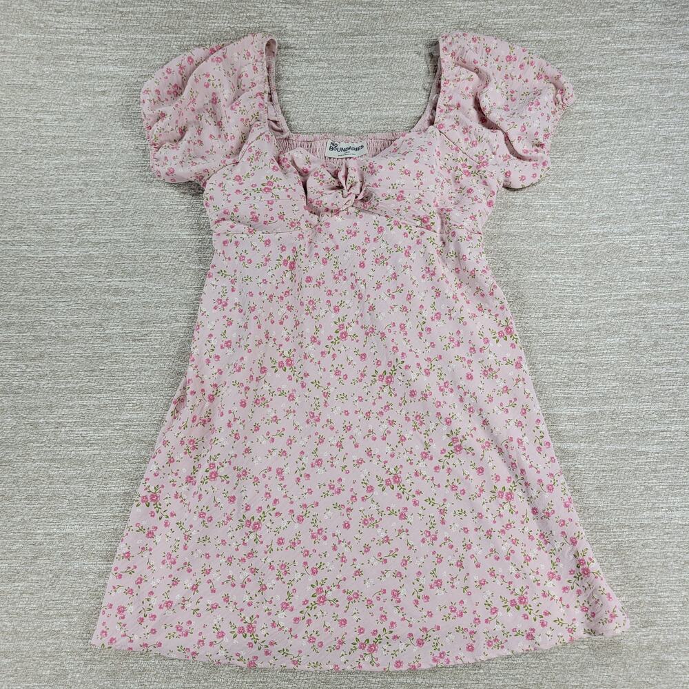 VTG No Boundaries Babydoll Floral Dress Large Pink Puff Sleeve Coquette Sundress